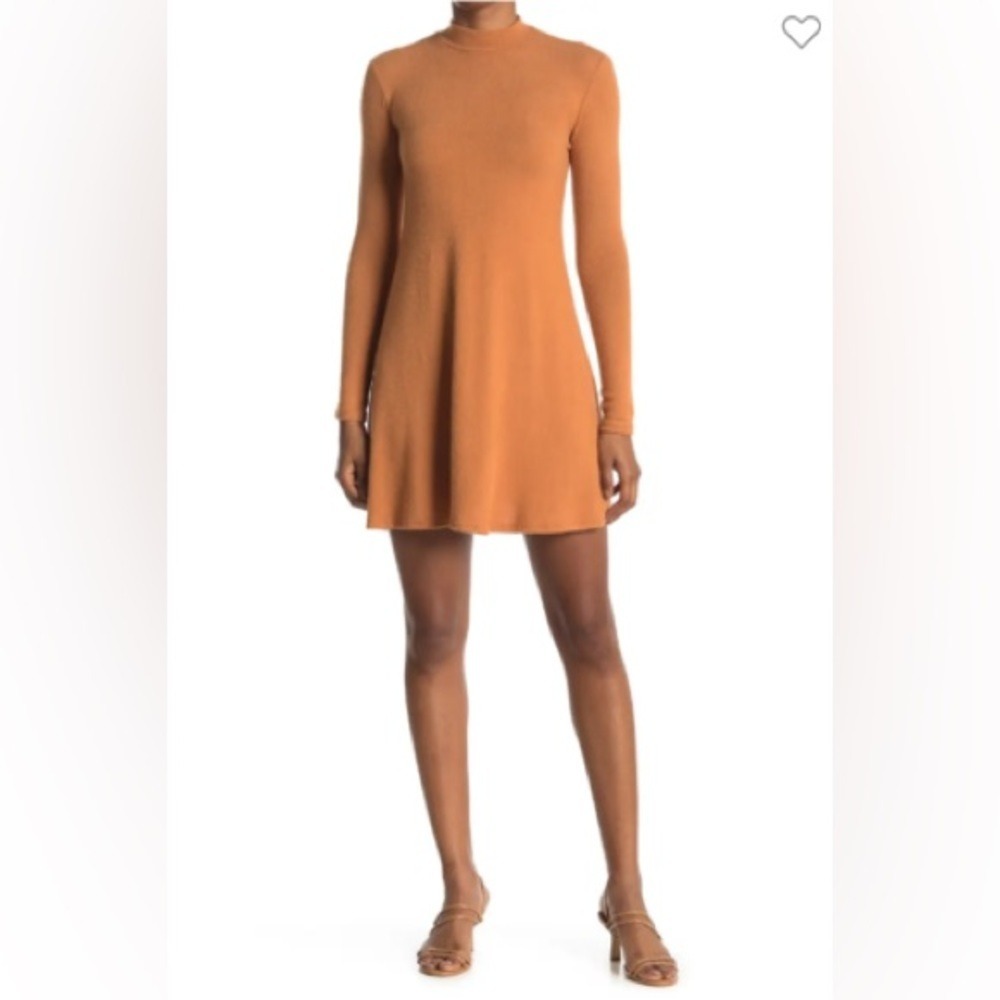 Threads‎ & States Skater Dress Women Small Camel NEW Mock Neck ND2183-4258D